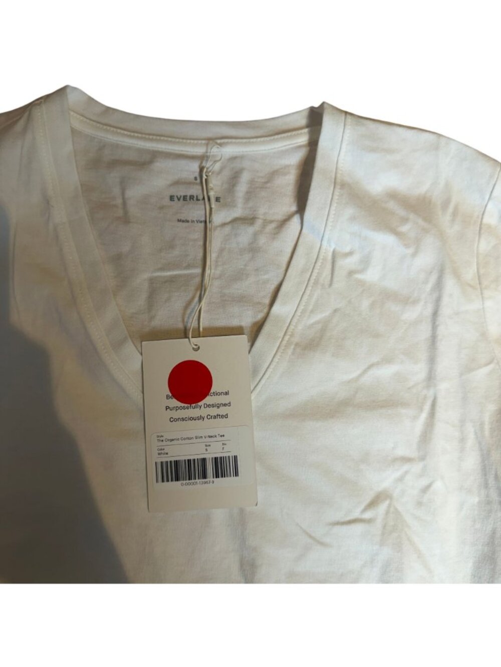 Everlane The Organic Cotton Slim V-Neck Tee White Size S NWT - Picture 4 of 6